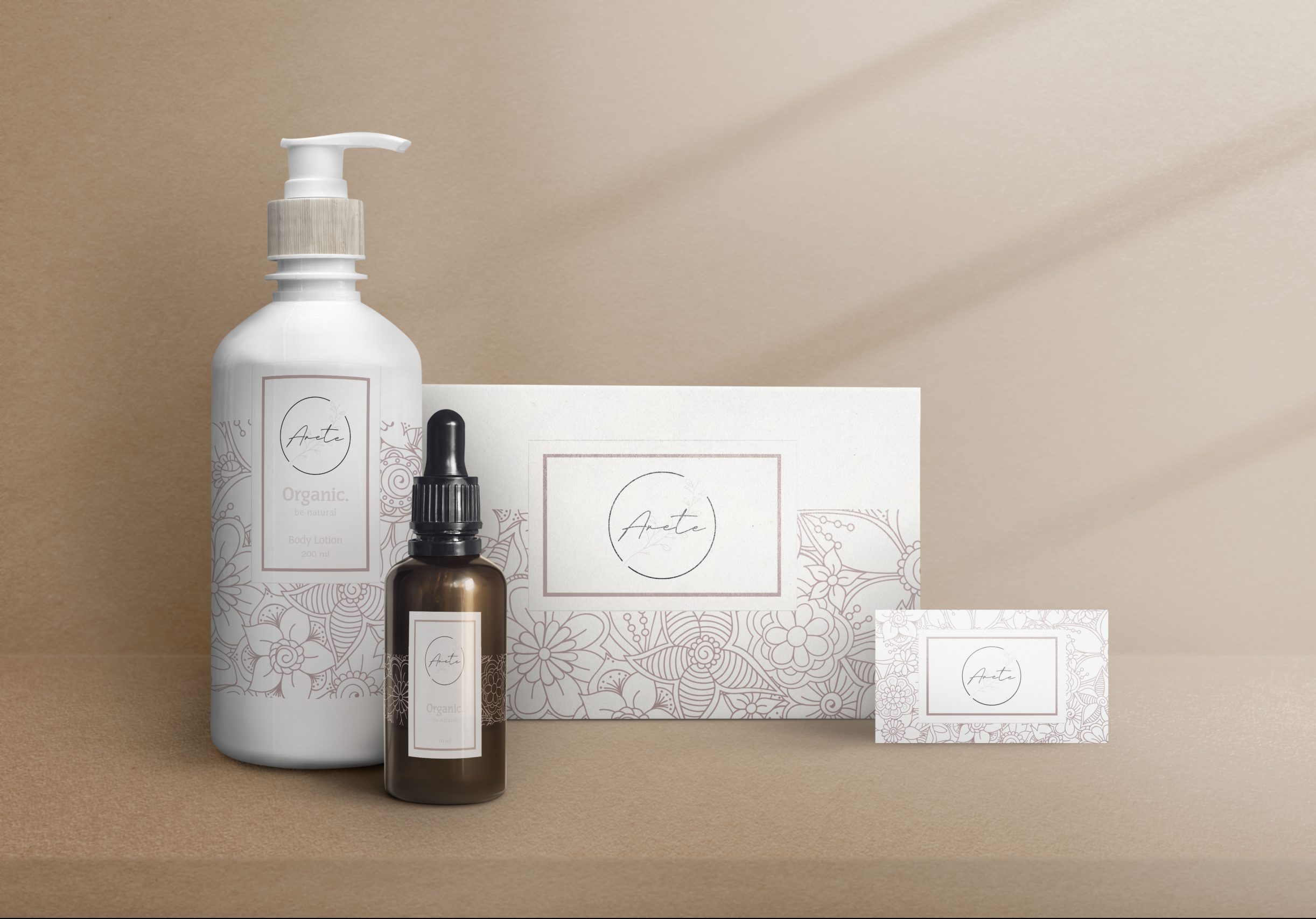 Arete beauty products & packaging